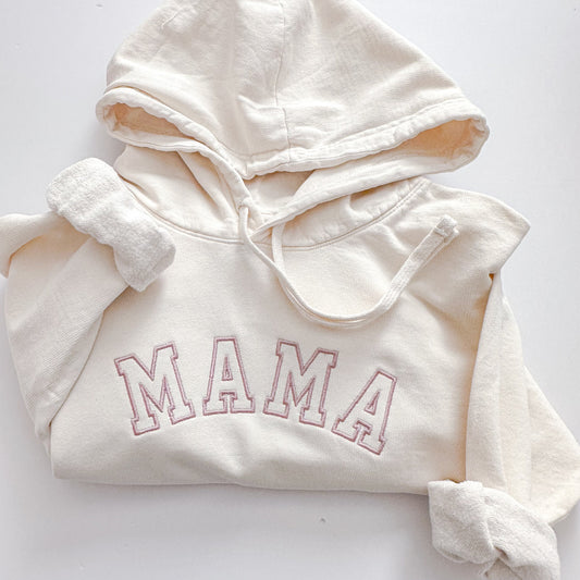 Embroidered Mama Sweatshirt - Comfort Colors Lightweight Hoodie - Embroidered Mom Gift - Pullover Sweater - Custom text -