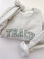 Embroidered Varsity Teach Crewneck Sweatshirt - Jerzees Custom Sweater- Custom Teacher Gift - Embroidered Crew Pullover