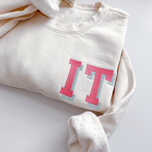 Custom Embroidered Mom Mama Lightweight Comfort Colors Sweatshirt - Personalized Varsity Letter Sweater - Custom Text - Name - School -