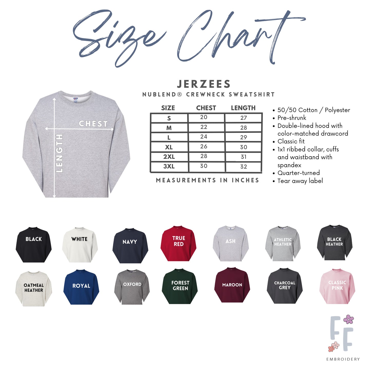 Embroidered Varsity Teach Crewneck Sweatshirt - Jerzees Custom Sweater- Custom Teacher Gift - Embroidered Crew Pullover