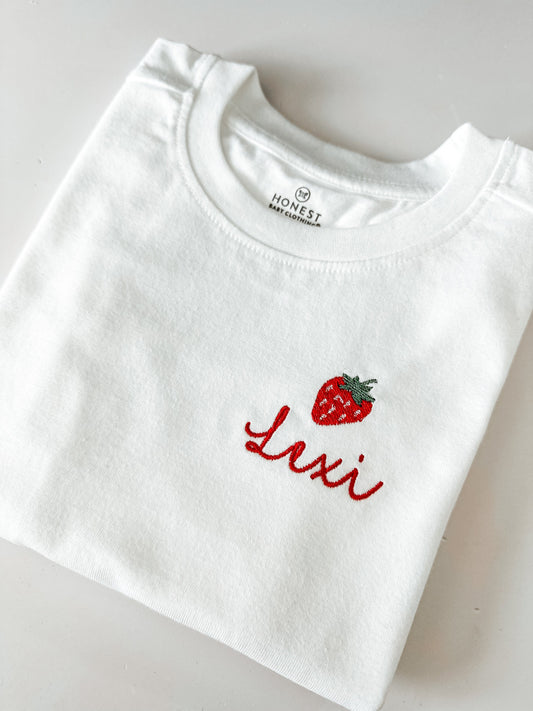 Toddler Personalized Strawberry T Shirt - Custom Monogrammed Name Tee - Cute Summer Shirt - Baby T Shirt