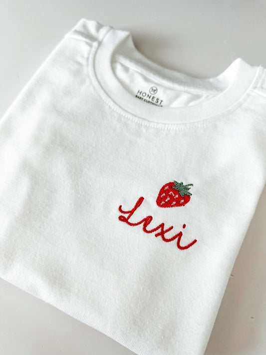 Toddler Personalized Strawberry T Shirt - Custom Monogrammed Name Tee - Cute Summer Shirt - Baby T Shirt