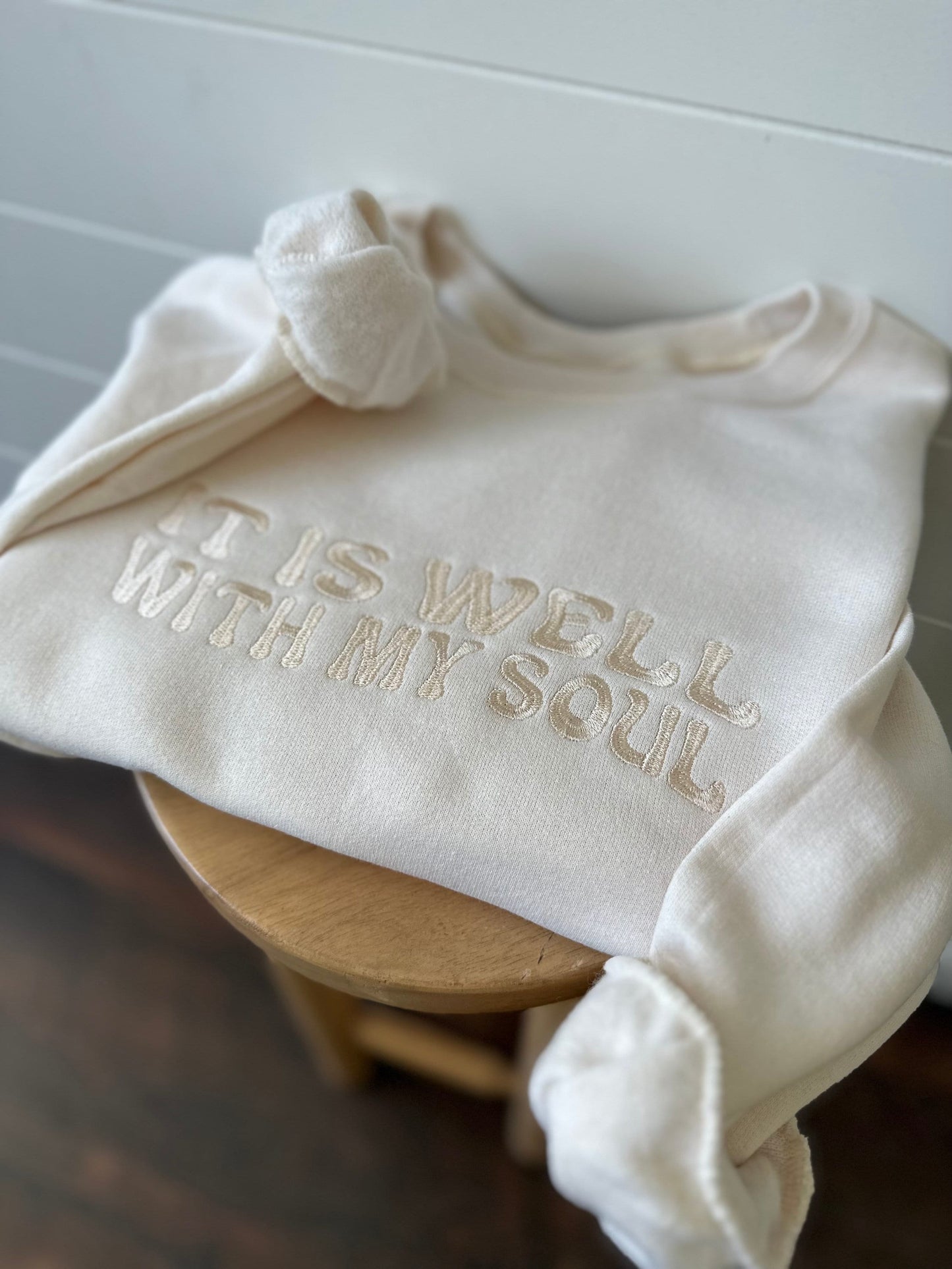 Embroidered It is well with my soul Sweatshirt - Womens Christian Sweater -Custom Embroidered Crewneck Pullover -Stacked Embroidered Sweater