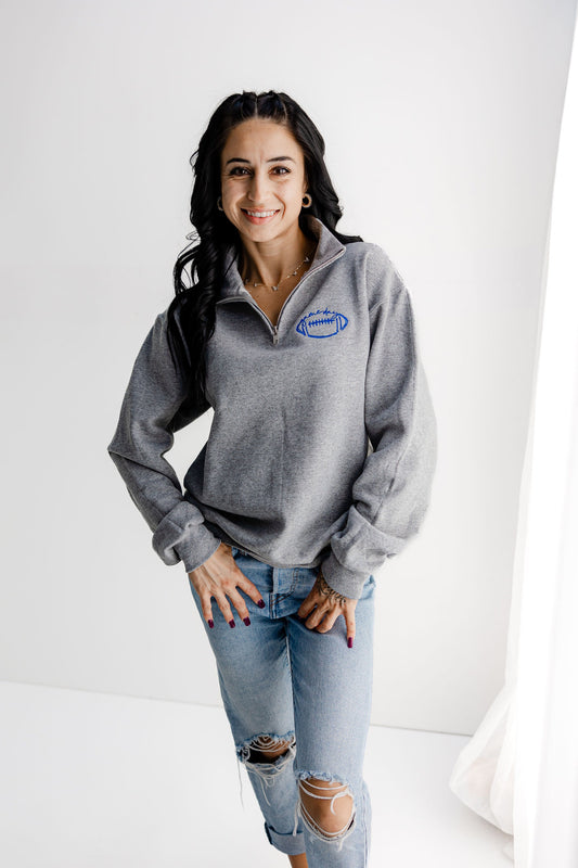 Custom Embroidered Game Day Quarter Zip Sweatshirt - Custom Football Sweater - Womens Team Pullover