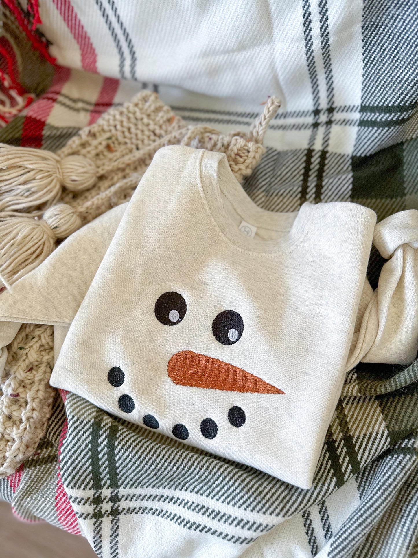 Toddler Embroidered Snowman Sweatshirt - Kids Christmas Themed Sweater - Toddler Girl Boy Holiday Crewneck Sweatshirt - Snow Man - Holiday