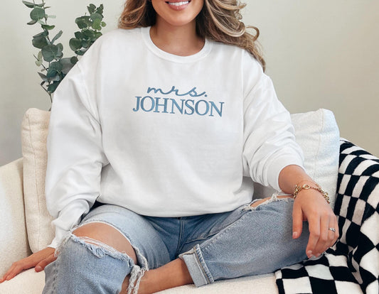 Embroidered Future Mrs Bride Sweatshirt - Future Wifey Sweater - Personalized Engagement Sweatshirt Custom Bride Last Name Crewneck Sweater