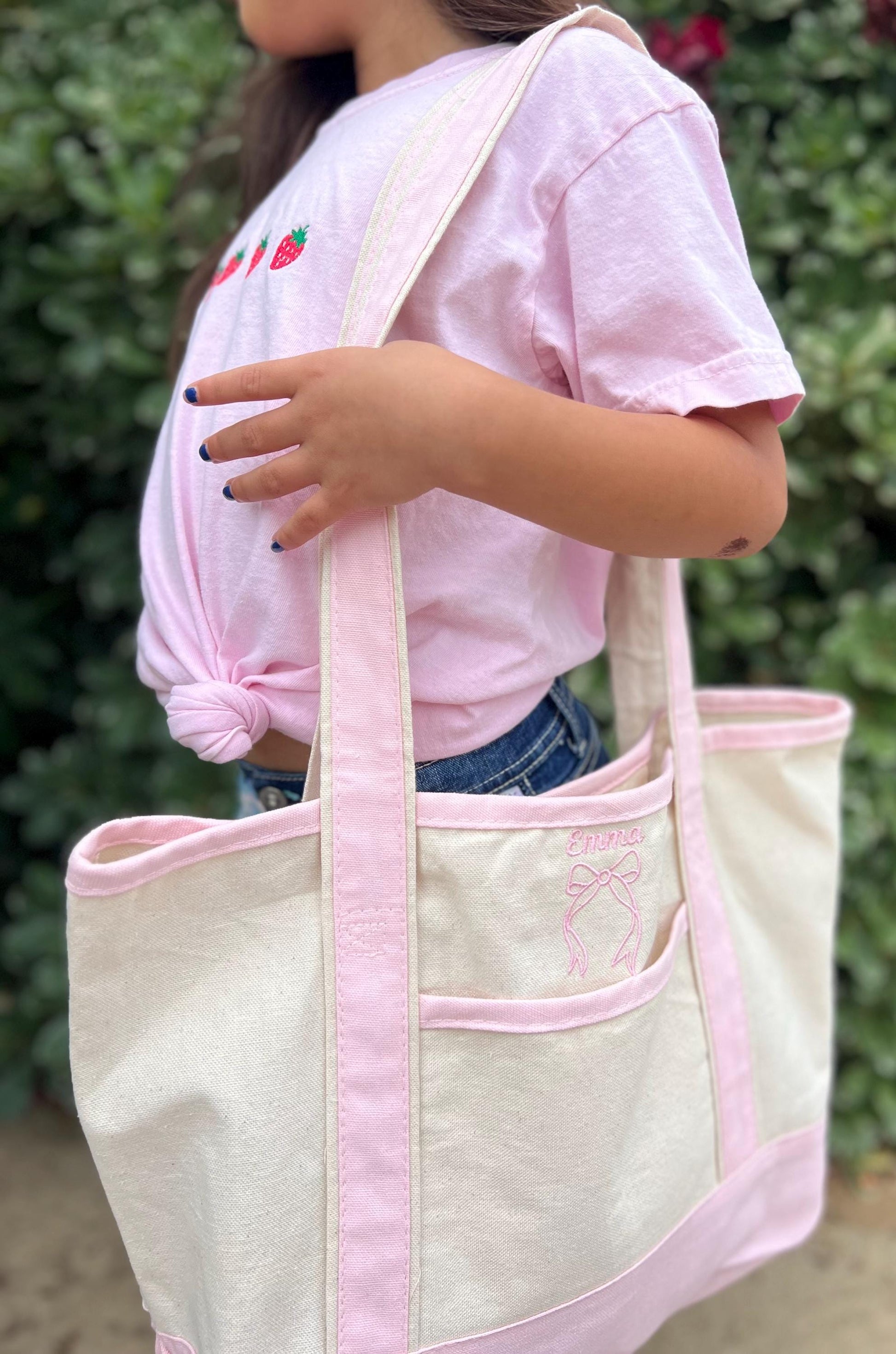 Girls Custom Bow Name Totes - Personalized Little Girls - Dance Bag - Gymnastics Bag - Small Tote Purse - Girls Name Bag - Back to School