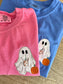 Coffee Lover Ghost Embroidered Tee - Cute Halloween Tee - Comfort Colors Halloween T Shirt