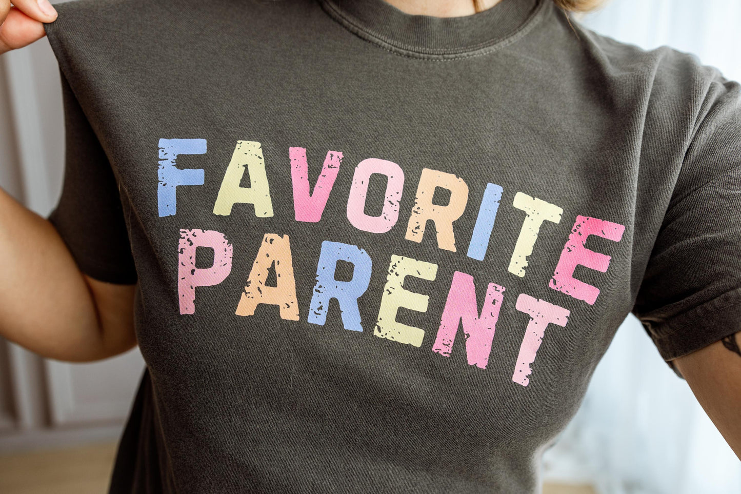 Favorite Parent Distressed Graphic Tee - Comfort Colors Shirt- Cute Mom Dad Tee - Fave Parent Shirt - Funny Graphic T Shirt