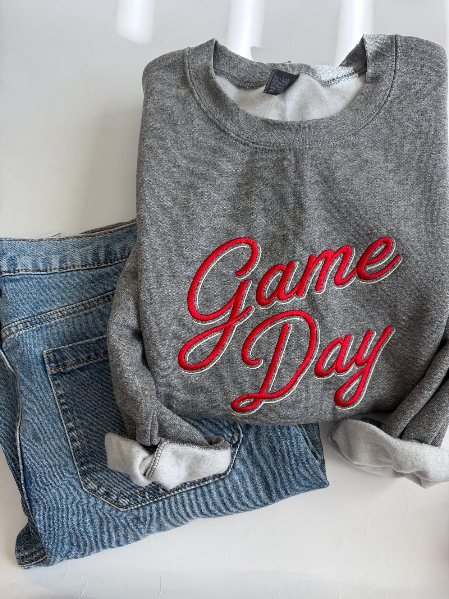 Retro Inspired Embroidered Game Day Crewneck Sweatshirt - Sports Team Sweater - Cute Sports Sweatshirt