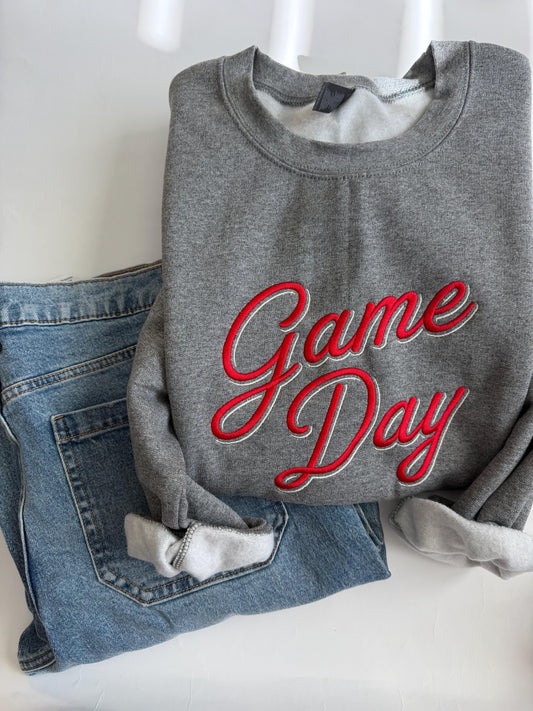 Retro Inspired Embroidered Game Day Crewneck Sweatshirt - Sports Team Sweater - Cute Sports Sweatshirt