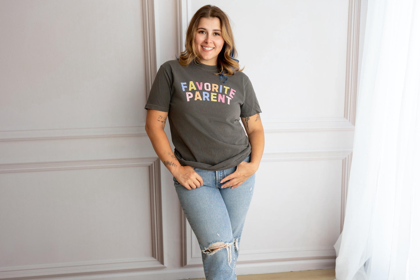 Favorite Parent Distressed Graphic Tee - Comfort Colors Shirt- Cute Mom Dad Tee - Fave Parent Shirt - Funny Graphic T Shirt