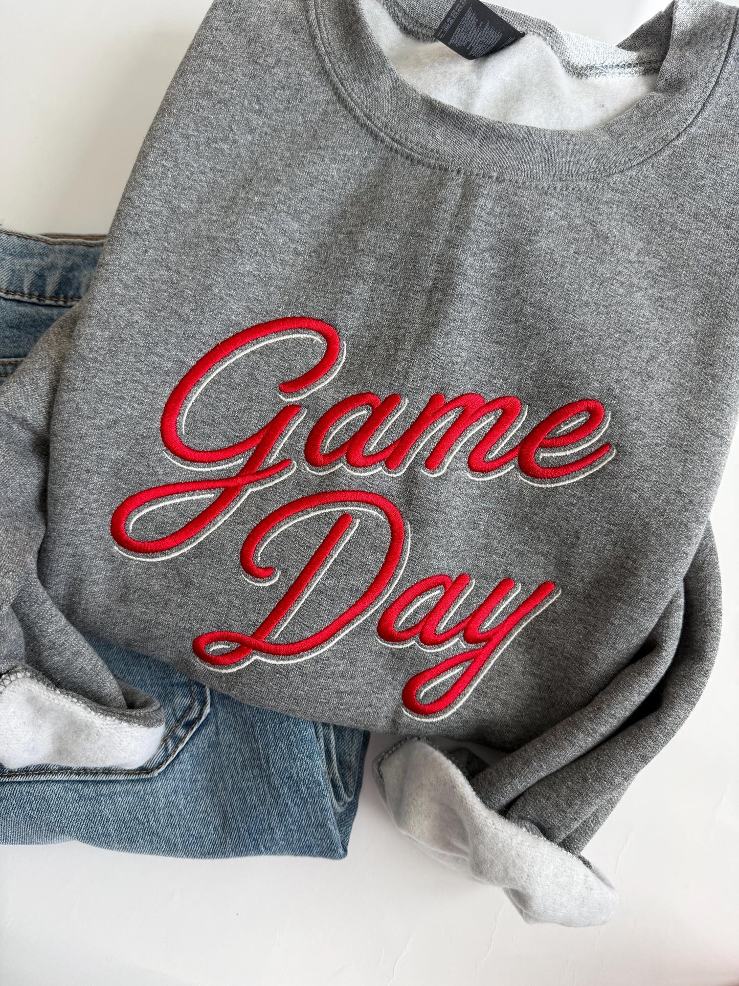 Retro Inspired Embroidered Game Day Crewneck Sweatshirt - Sports Team Sweater - Cute Sports Sweatshirt