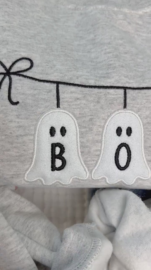 Glitter Ghost Boo Sweatshirt - Halloween Embroidered Sweatshirt - Cute Appliqué Glitter Sweater